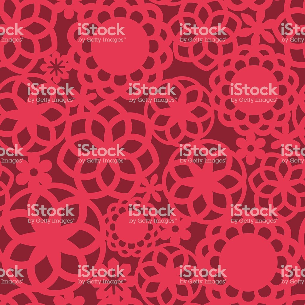 Red Floral Fretwork Lace Seamless Pattern Background Stock Vector