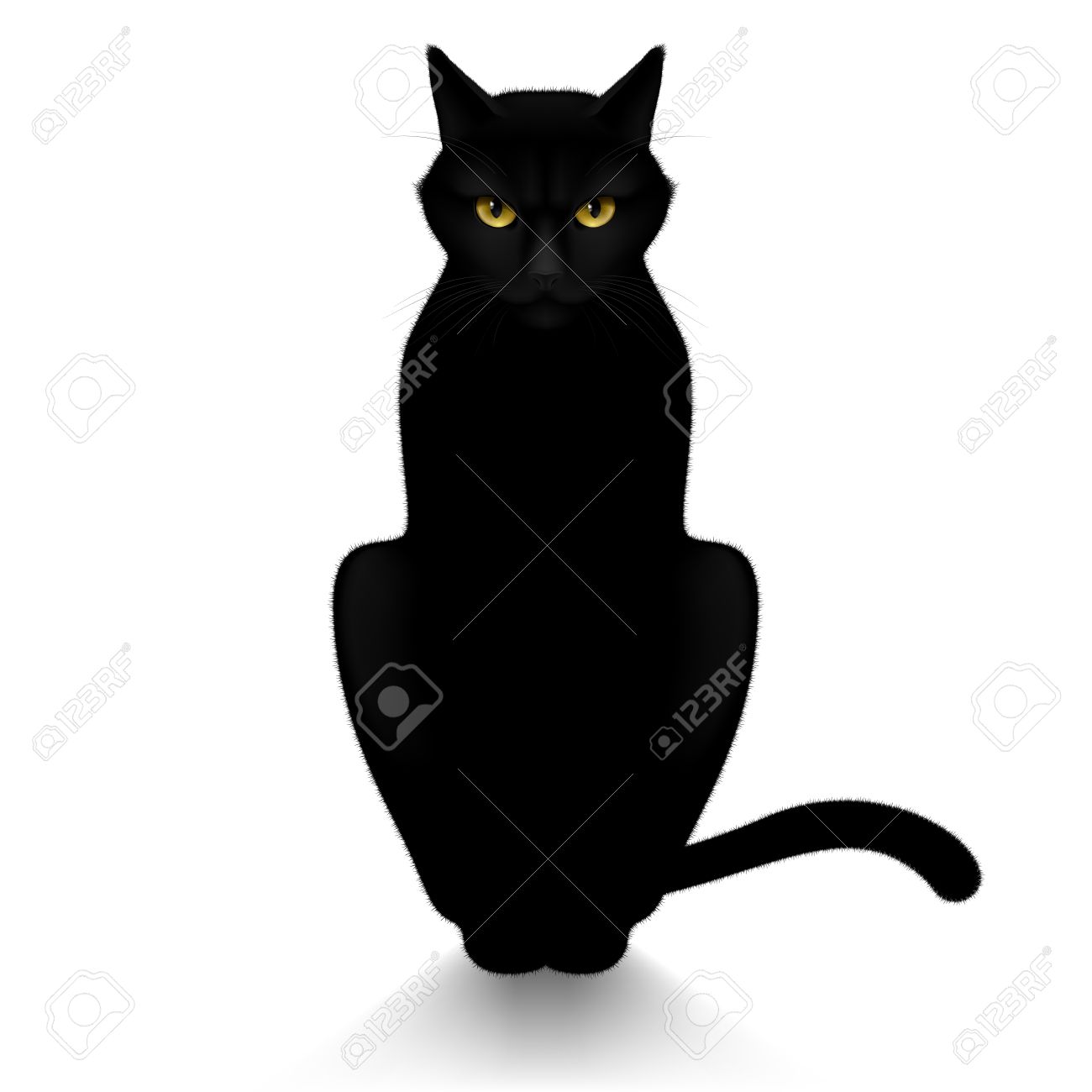 Black Cat Isolated On A White Background Royalty Cliparts