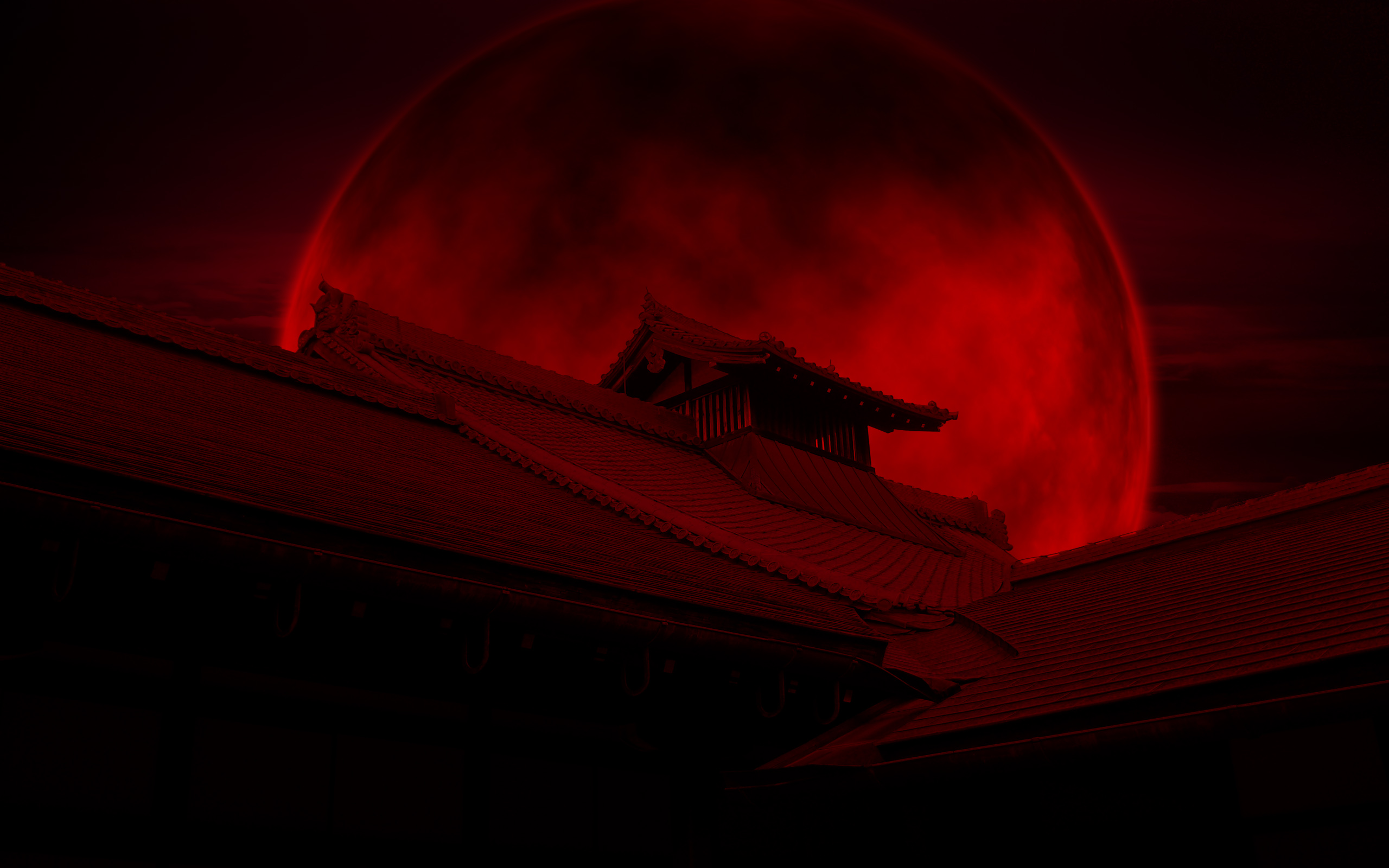 Moon Red And Black Wallpaper