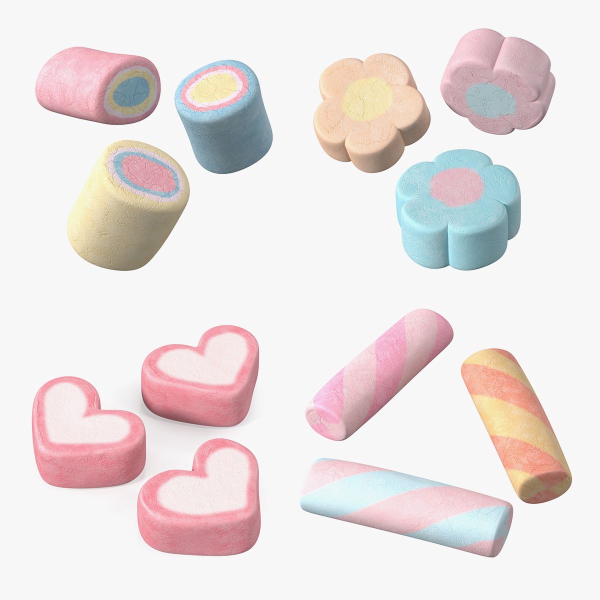 Shaped Marshmallows Collection 3d Model Wallpaper
