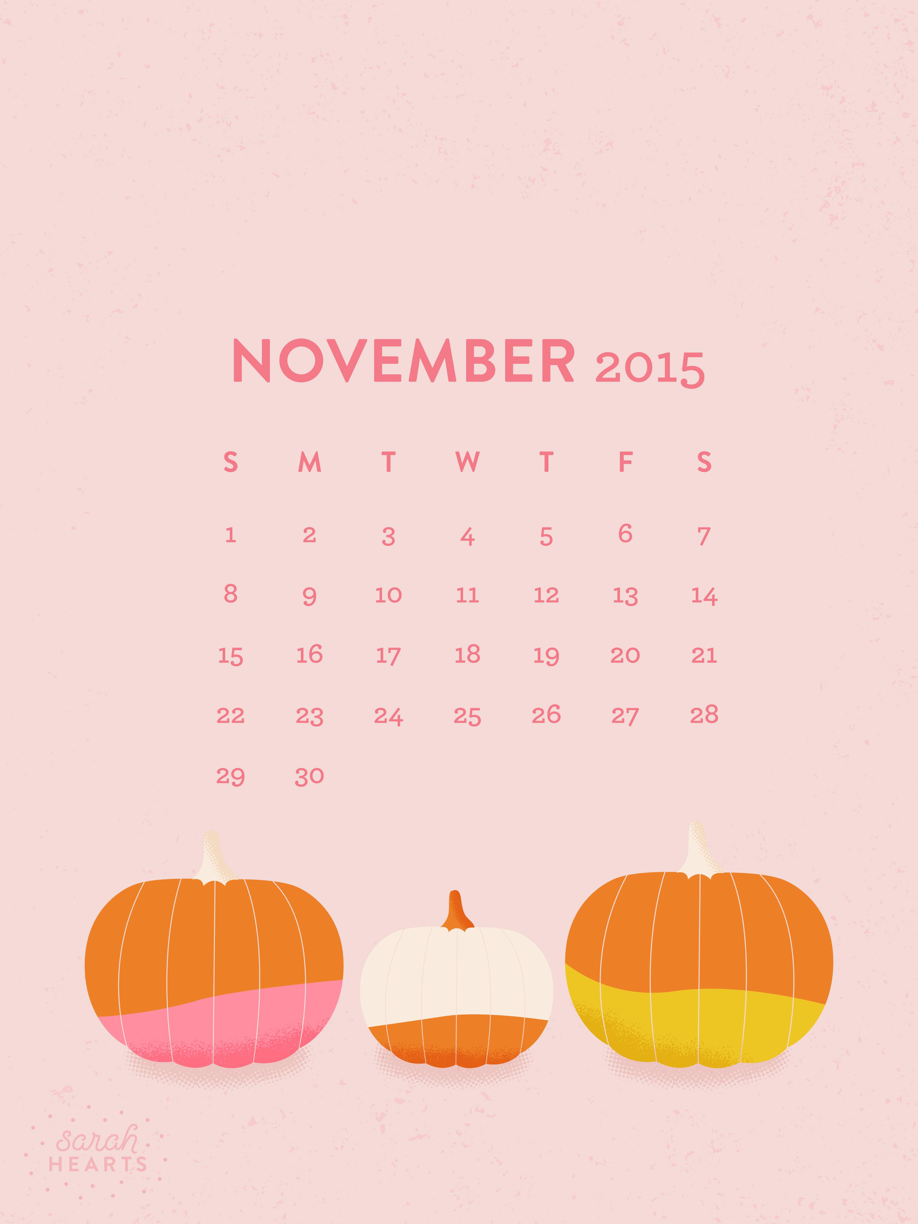 November Calendar Wallpaper Sarah Hearts