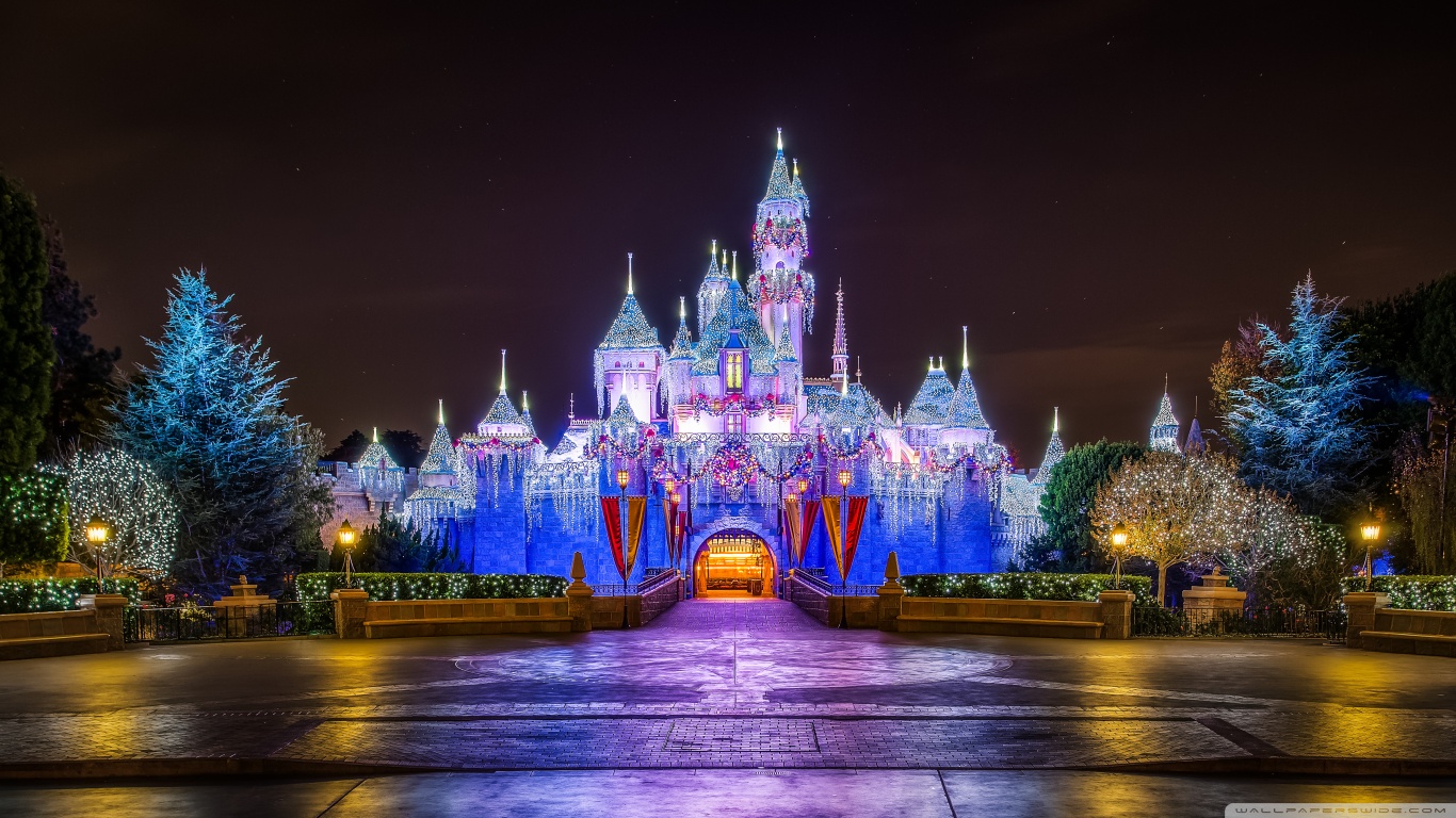 Disneyland Castle Christmas Light Wallpaper for HD and Widescreen