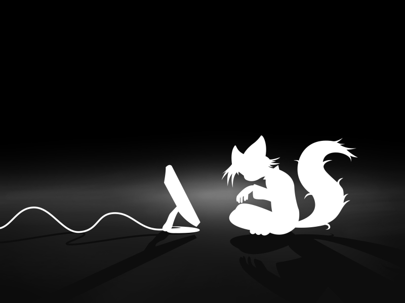 computers cats silhouettes black background Animals Cats HD Wallpaper