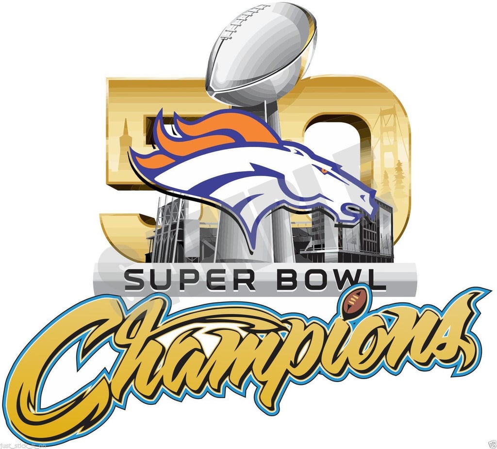 Denver Broncos SUPER BOWL 50 CHAMPIONS Decal Sticker   Free Shipping