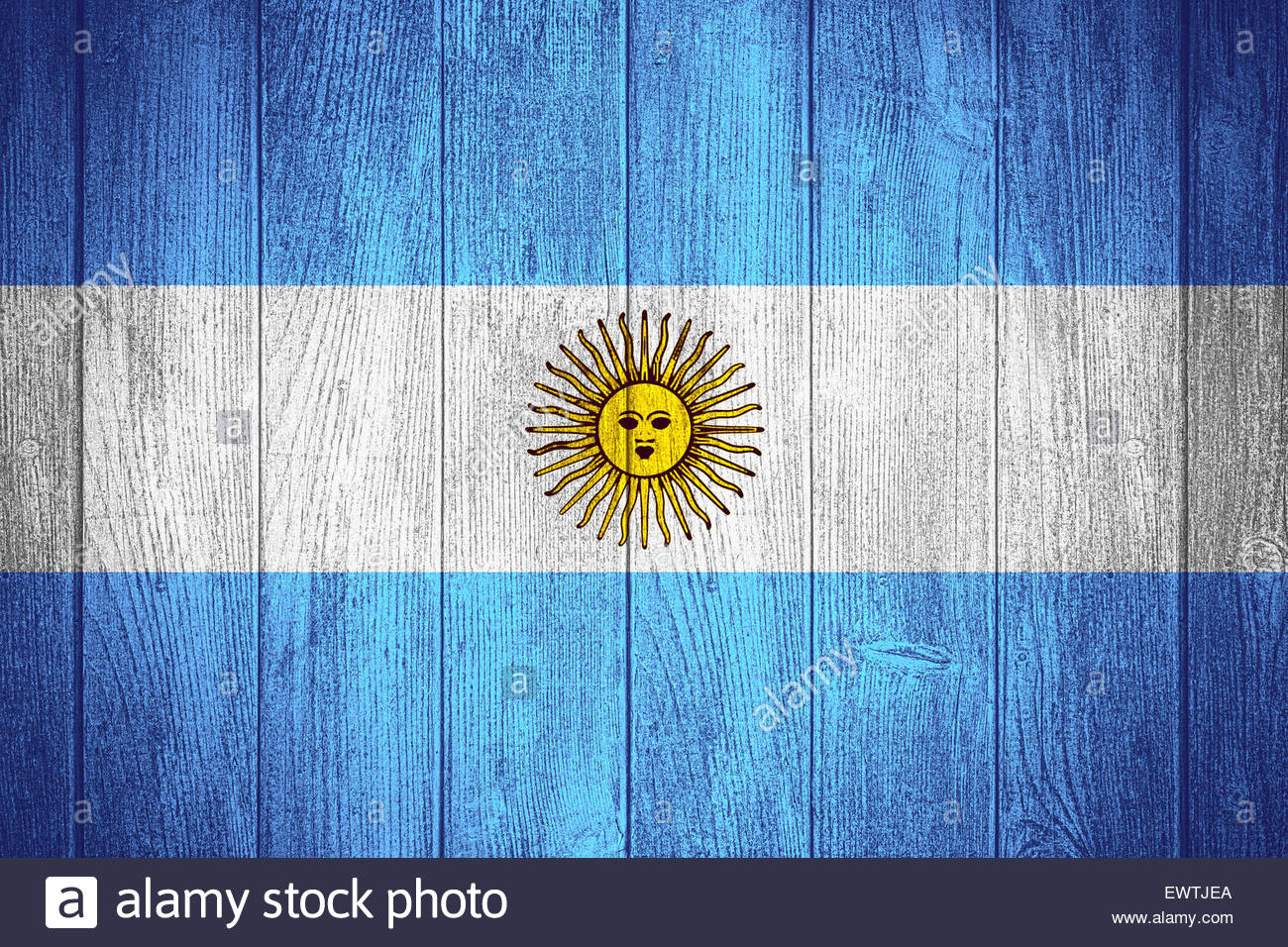 Argentina Flag Or Argentinian Banner On Wooden Boards Background