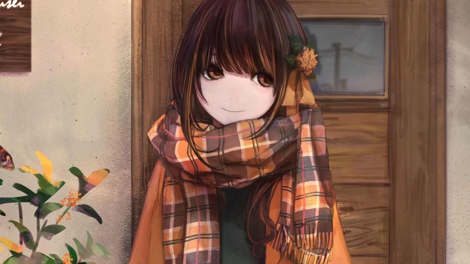Desktop Wallpaper Winter Cute Anime Girl Artwork HD Image