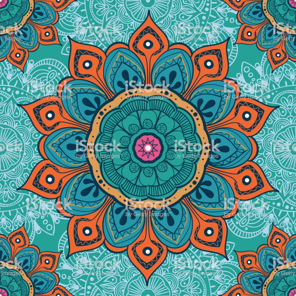 Flower Mandala Colorful Background For Cards Prints Textile And