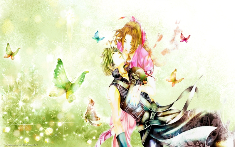 Aerith Butterfly Cloud Anime Final Fantasy HD Wallpaper