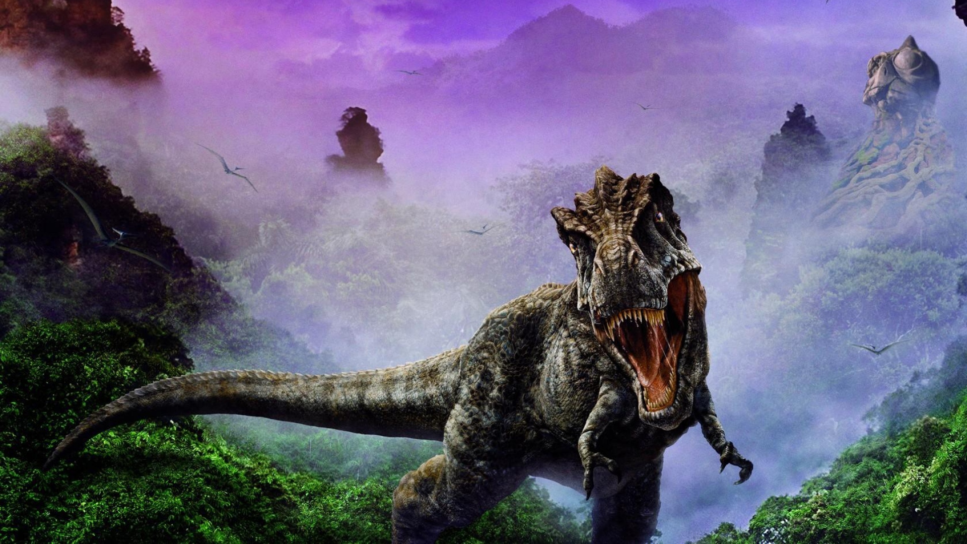 Wallpaper Dinosaur Jaws Fangs Fog Full HD 1080p