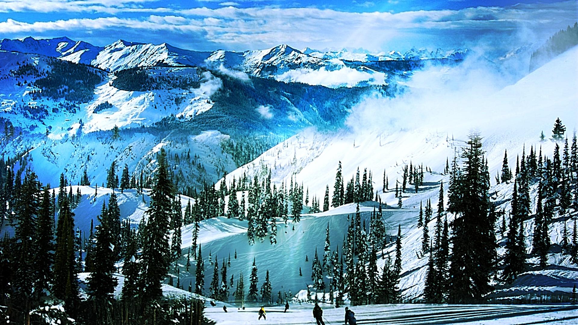 Skiing Season Beauty Blue Breezing Cool Hd