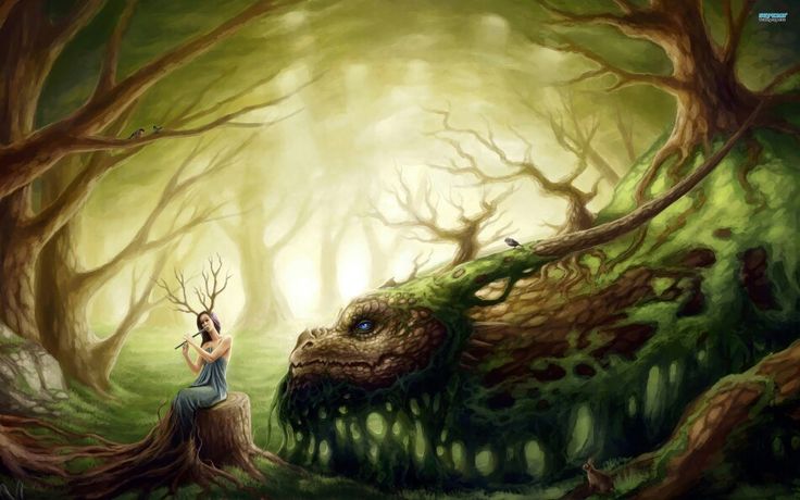 Enchanted Forests Flute Fantasy Art Woodland Creatures Wallpaper