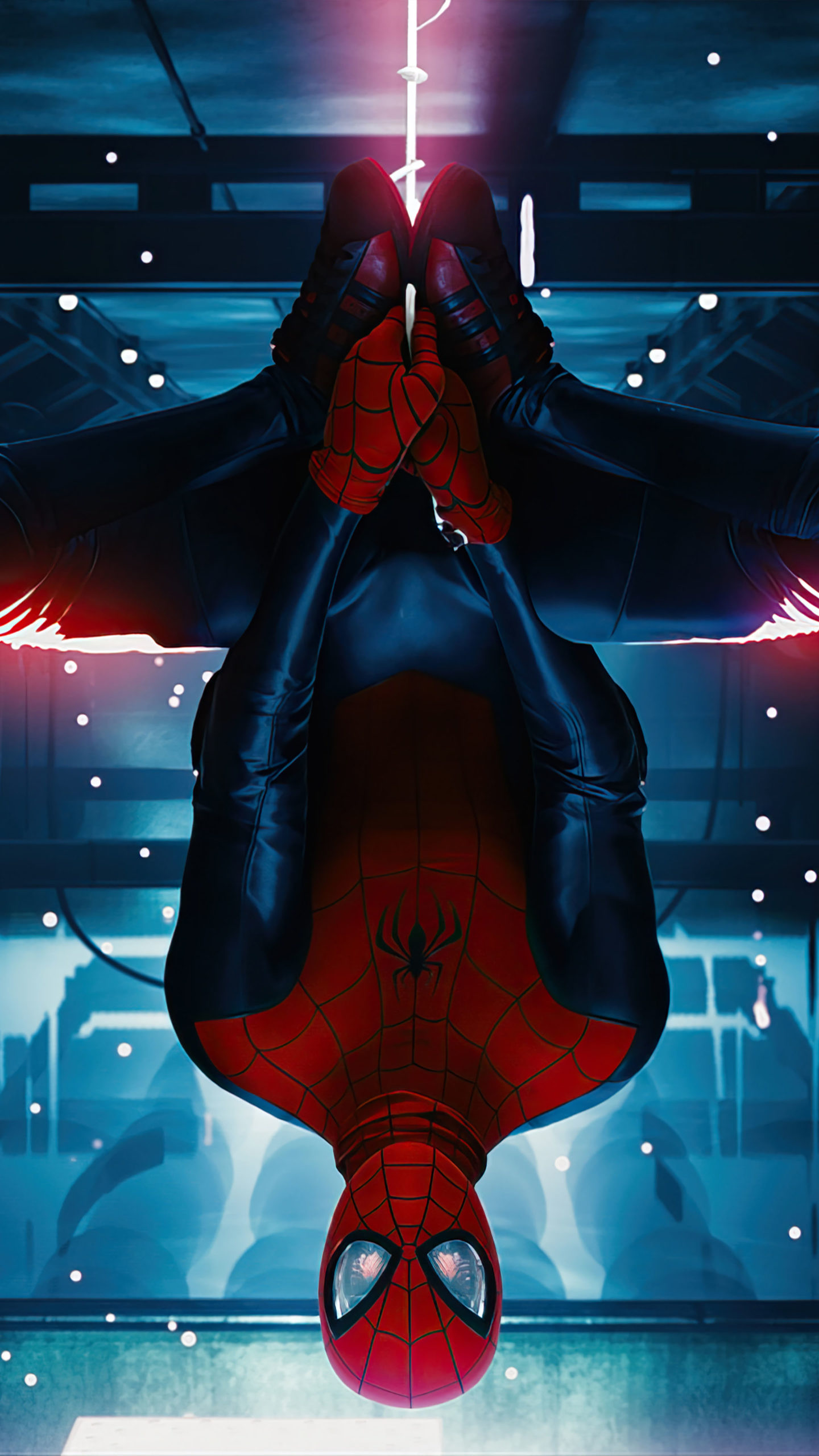 Spider Man Miles Morales Hanging Upside Down 4k Ultra HD Mobile