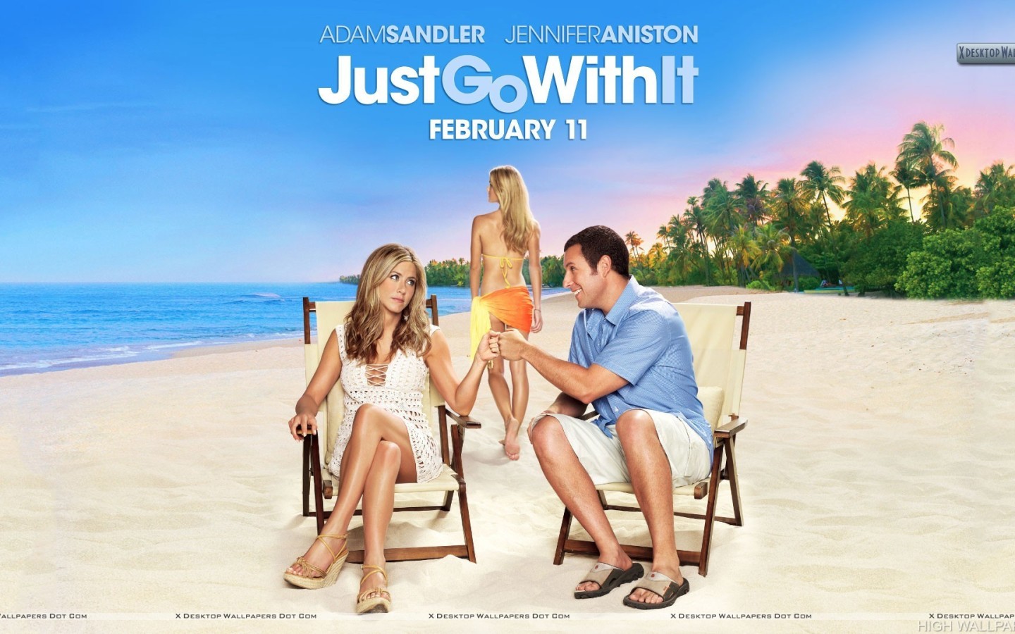 Jennifer Aniston And Adam Sandler In Just Go With It HD Wallpaper