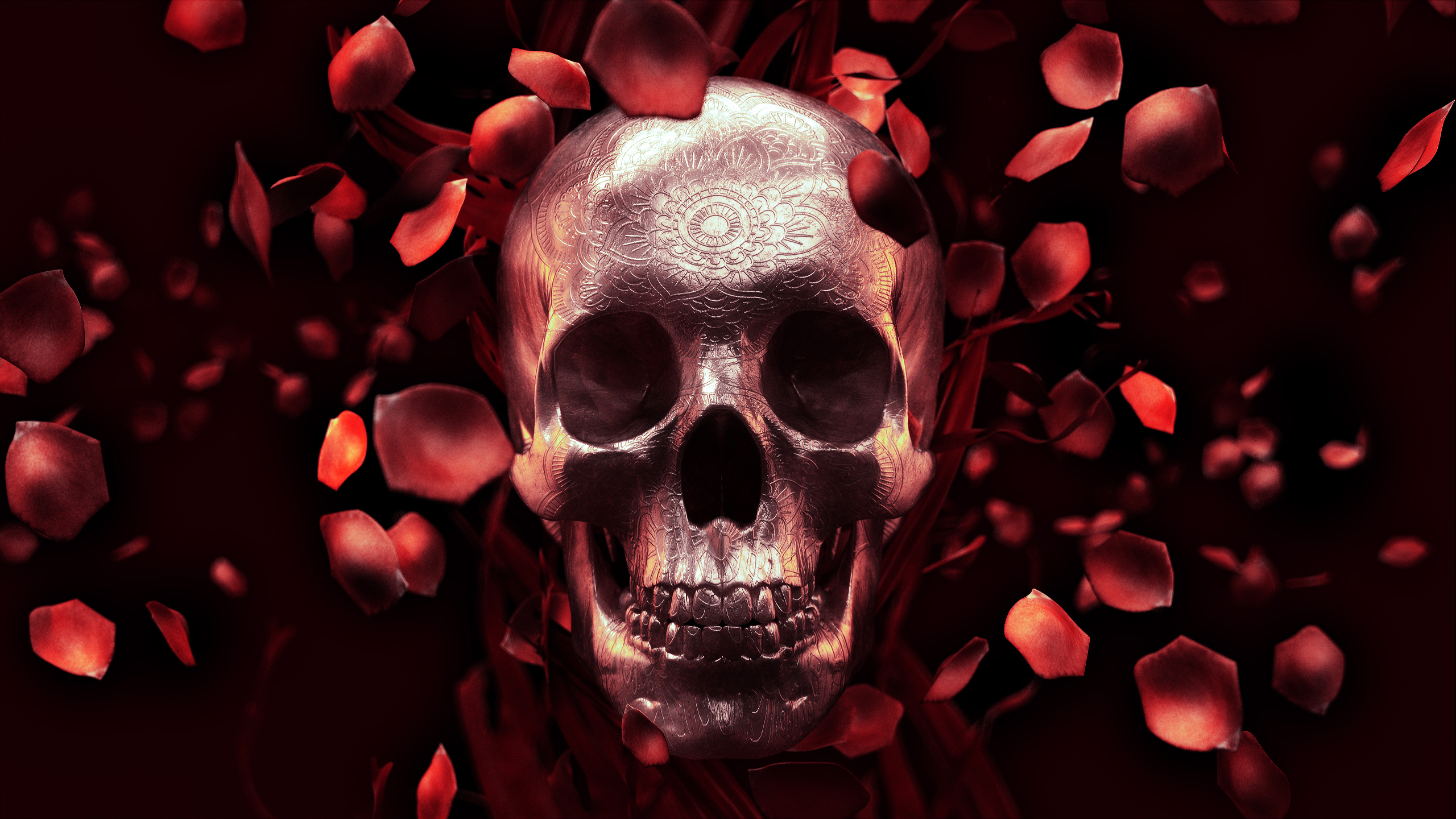 Skull Roses Wallpaper HD Teahub Io