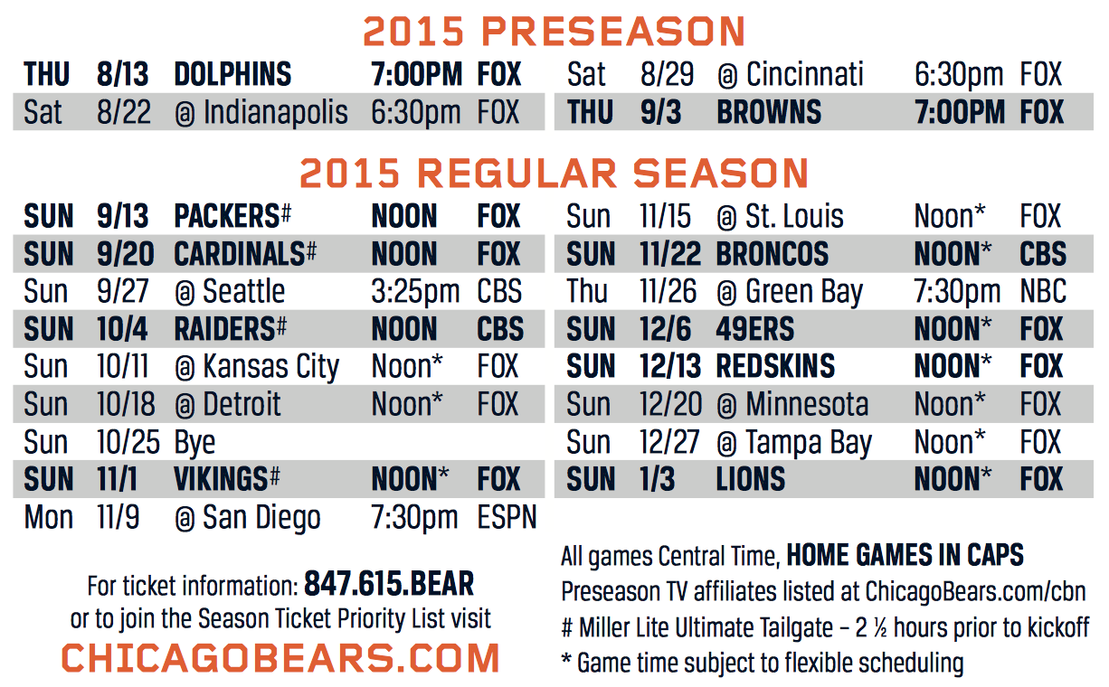 Chicago Bears Nfl Schedule