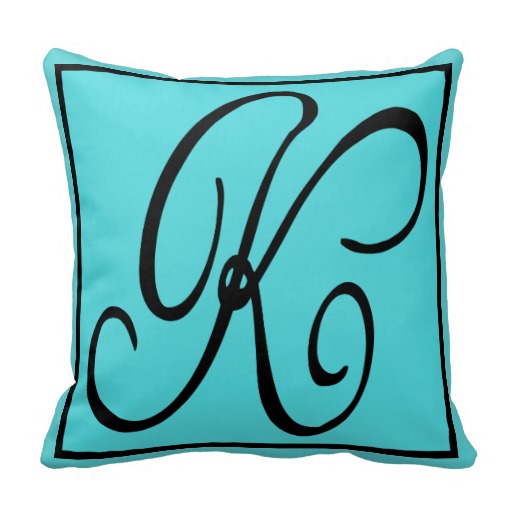 Initial Pillow Letter K On Aqua Background