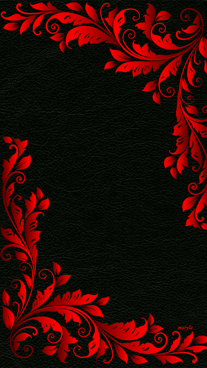 Red Black Floral Abstract Cell Phone Wallpaper