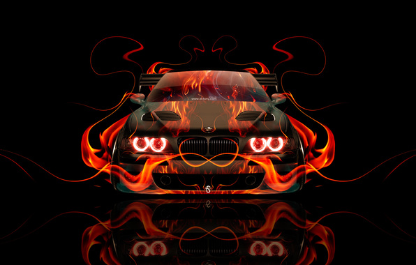 Wallpaper Tony Kokhan Bmw M5 E39 Fire Car Front Orange Flame