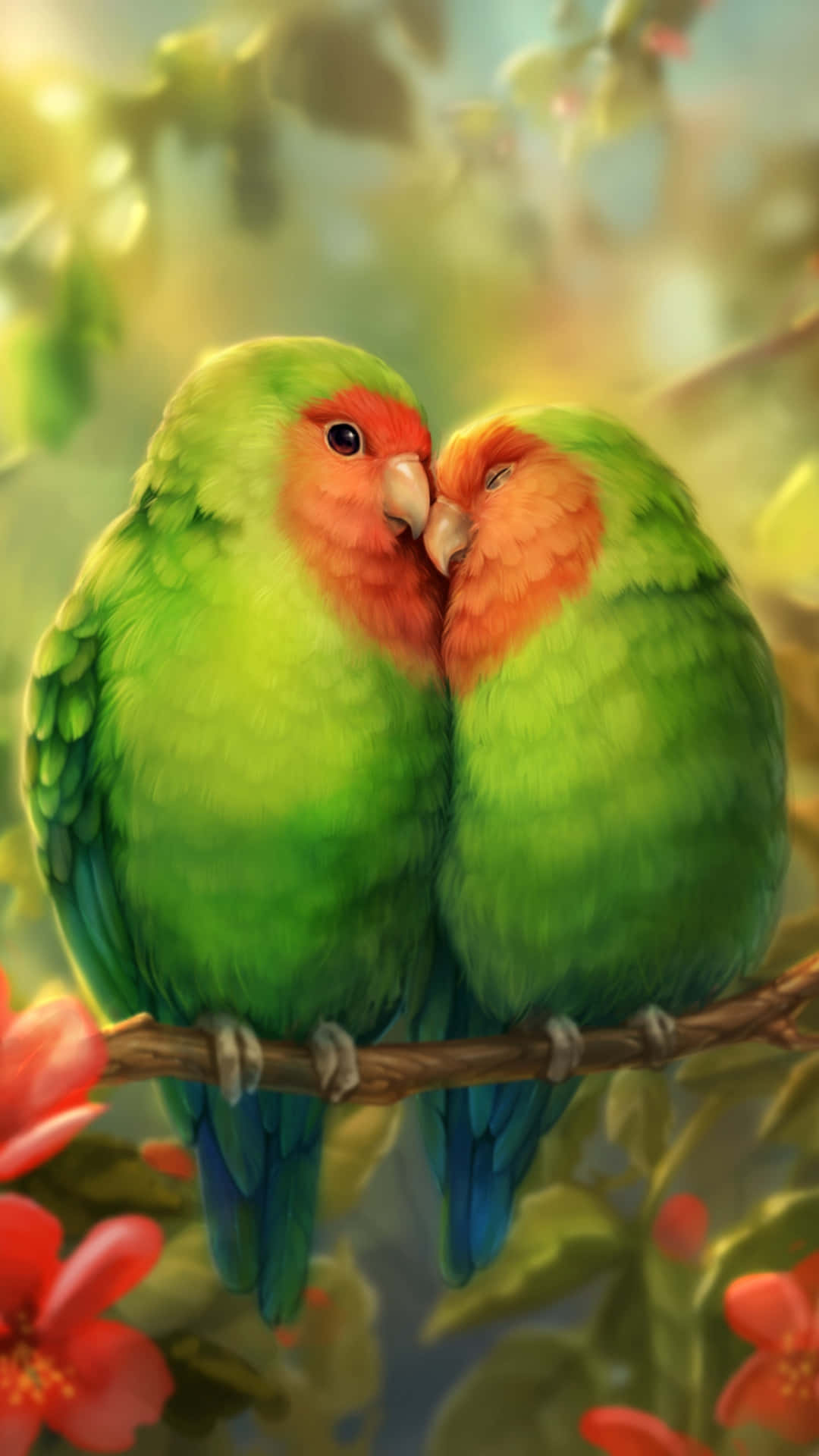 Green Bird iPhone Illustration Wallpaper