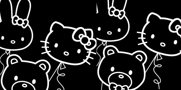  Information on Hello Kitty Junkie Balloons iPhone Wallpaper in black 600x300