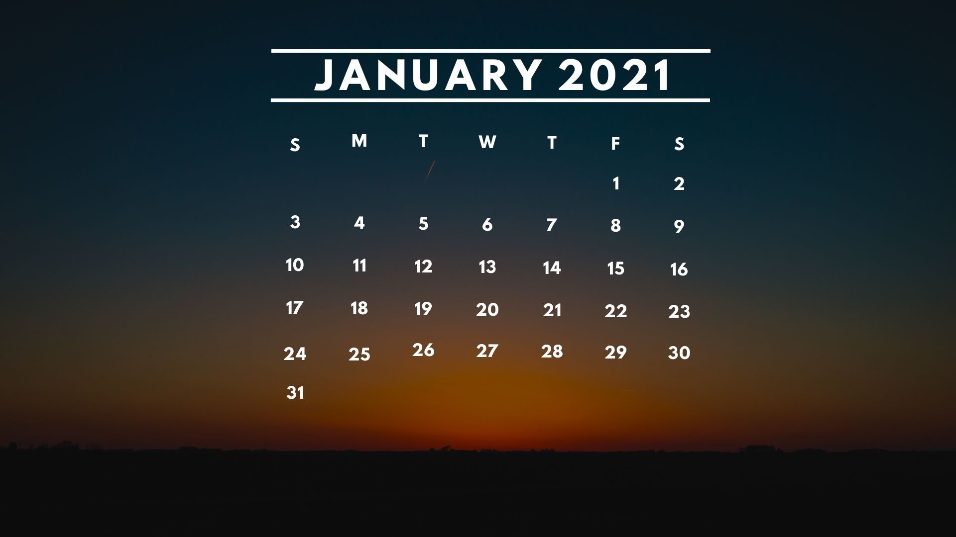 January Calendar Desktop Background Wallpaper In