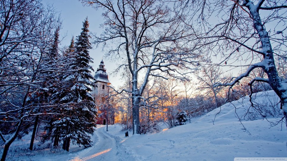 Country Church In Winter Wallpaper