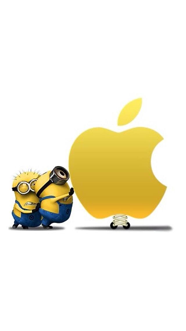 Minions With Apple Logo iPhone Plus And Wallpaper