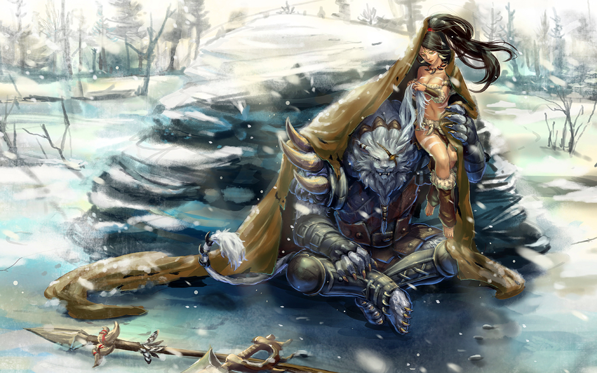 Rengar And Nidalee Winter Snow HD Wallpaper League Of Legends Lol