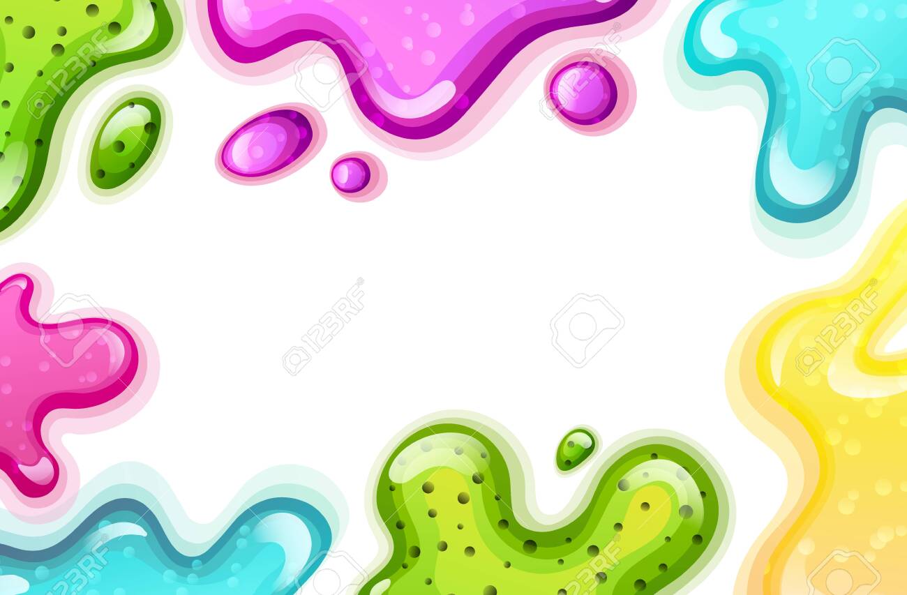 Colorful Background Slime Frame With Pink And Green Splashes