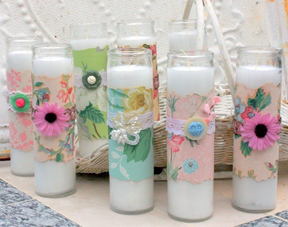 Dollar Store Crafts Blog Archive Make Wallpaper Wrapped Candles