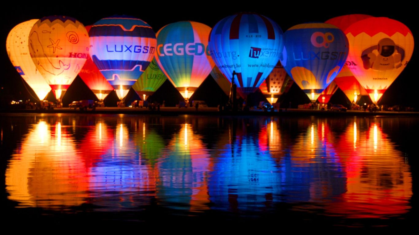 Hot Air Balloons At Night Wallpaper Image From Desktop