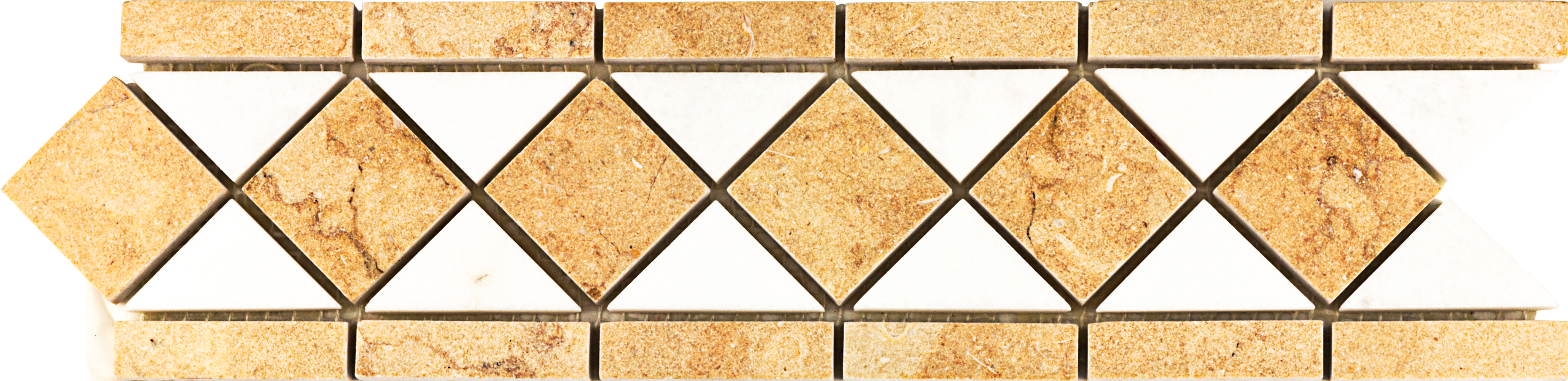 Gold Marble White Thassos Diamond Border Mosaic Tile