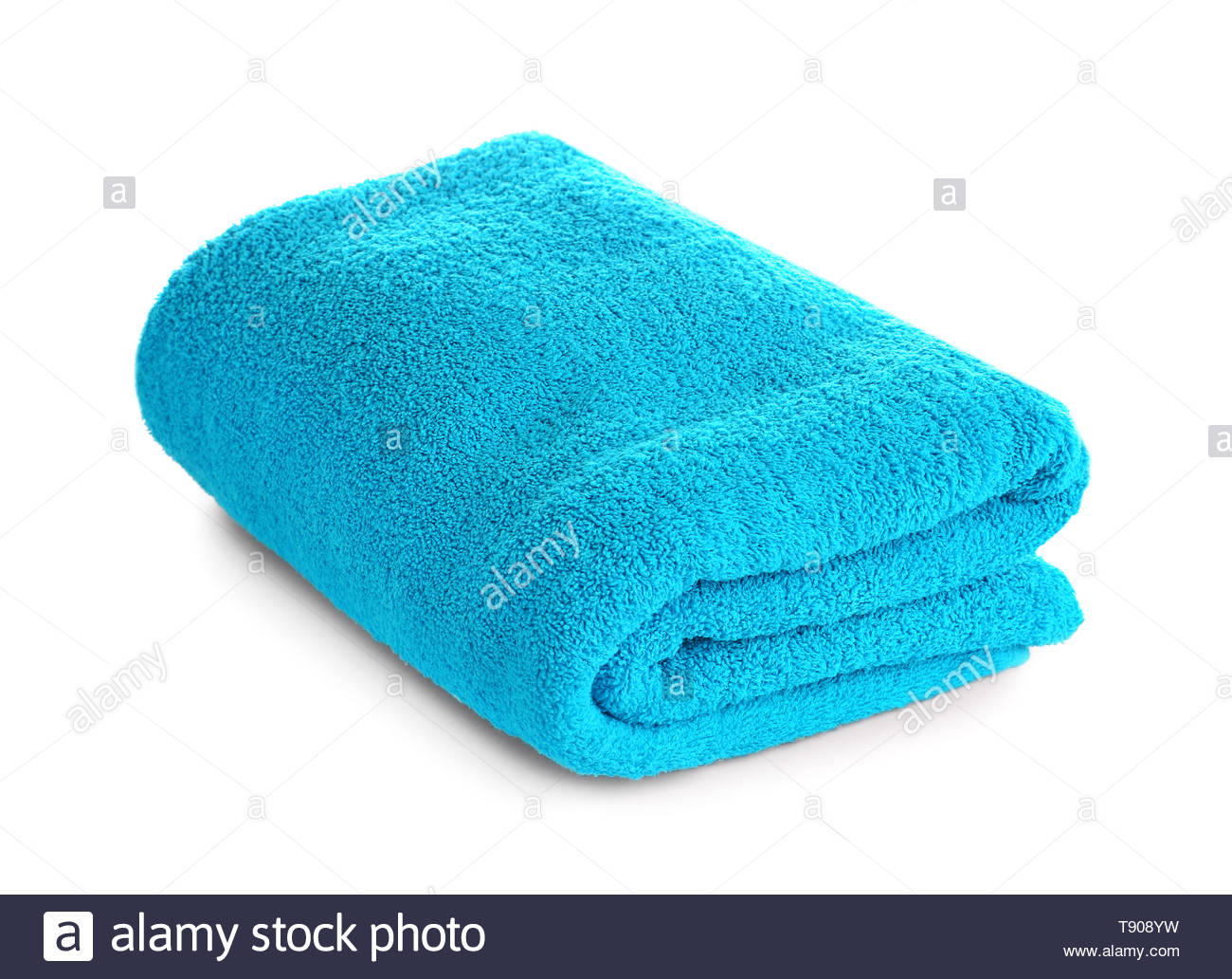 Bright Folded Towel On White Background Stock Photo