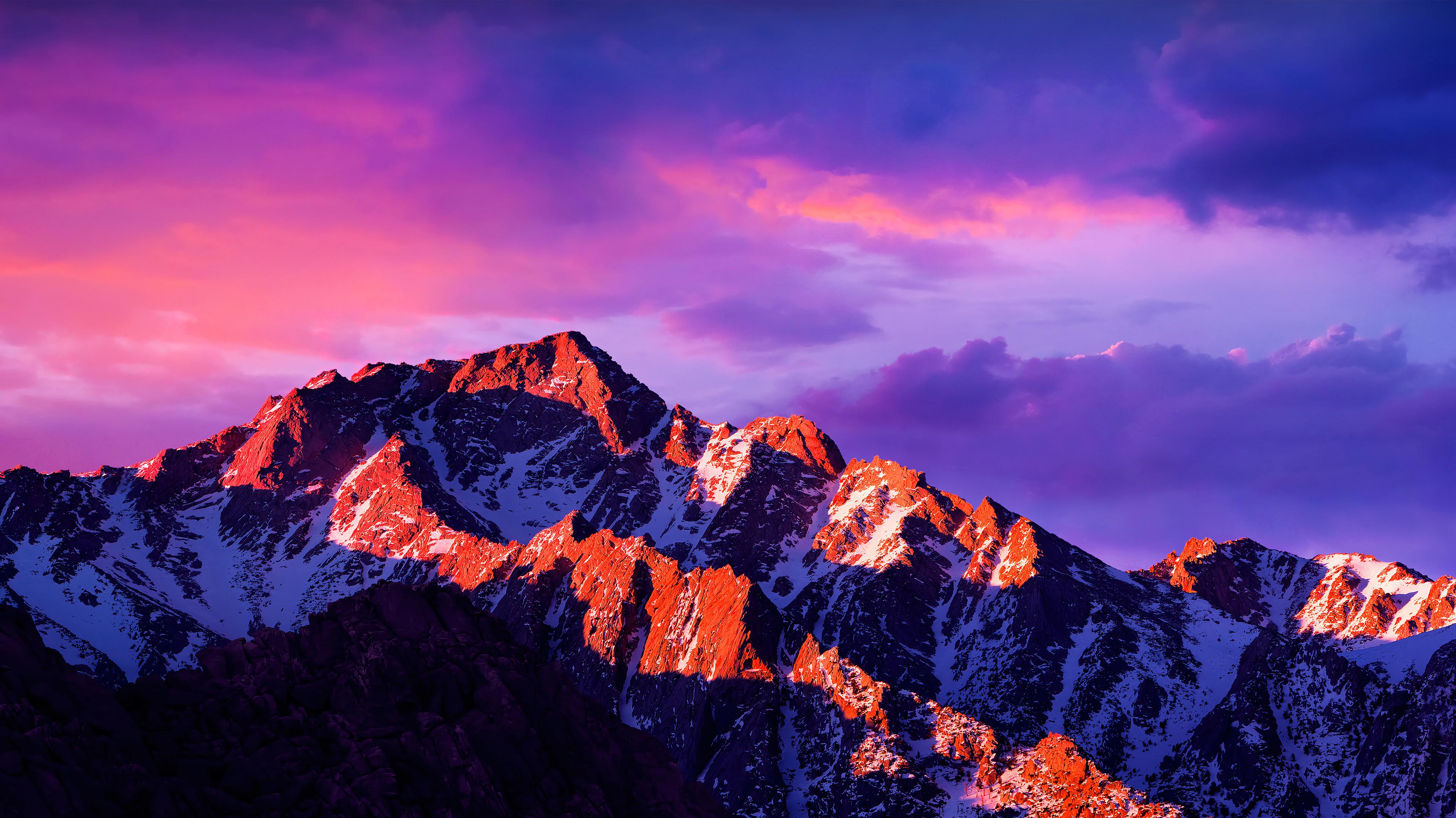 macOS Sierra Mountain Snow Alpenglow Wallpaper 4K HD PC 4450f