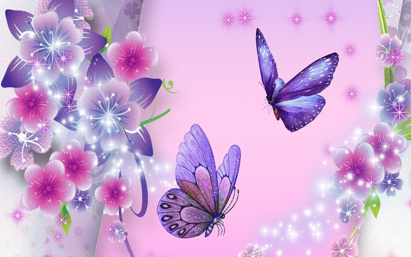 Free Desktop Wallpaper Purple Butterflies Background