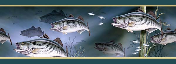 Home Fishing Gifts Wallpaper Border Striped Bass