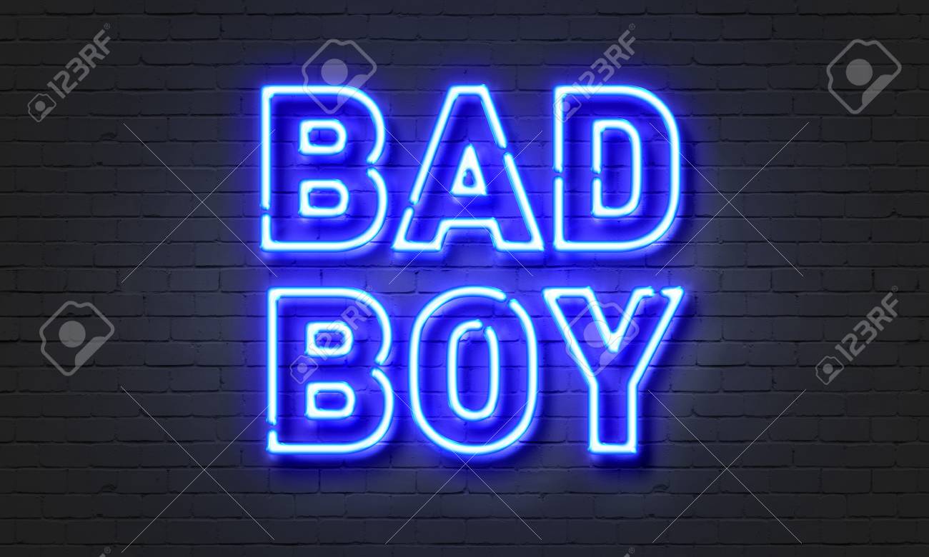Bad Boy Neon Sign On Brick Wall Background Stock Photo Picture