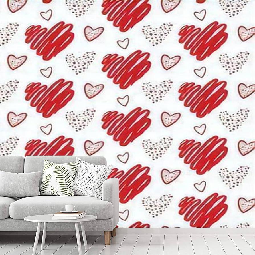 Peel And Stick Wallpaper Cute Hand Drawn Valentines Hearts