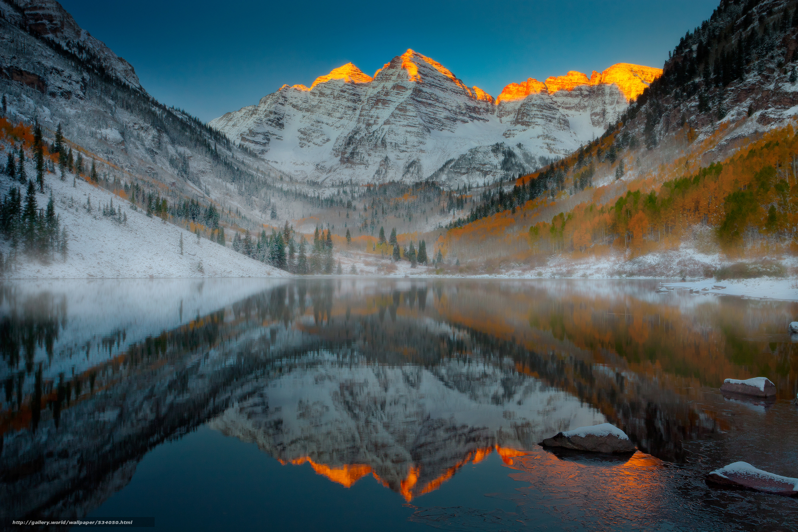 Bells Sunrise In Winter Maroon Wilderness Aspen Colorado