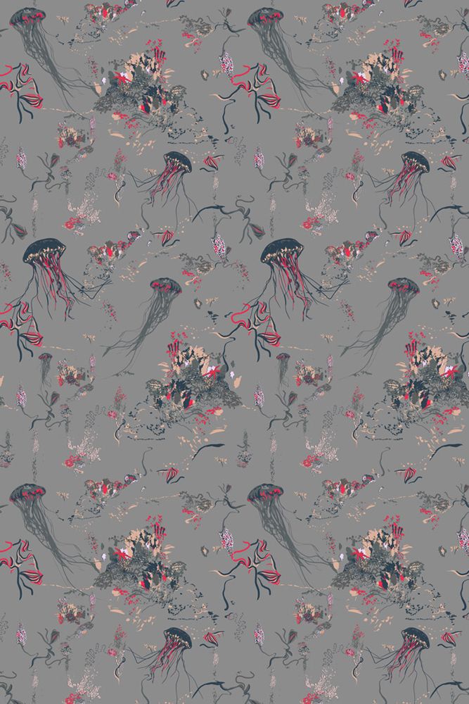 17 Patterns Jellyfish Wallpaper   Grey   ROLL Rockett St George