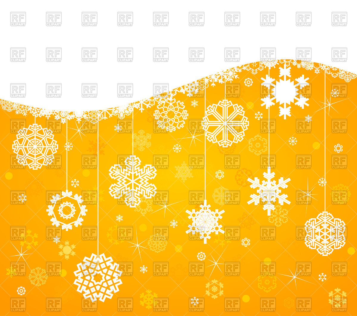 White snowflakes on yellow Christmas background Vector Image of