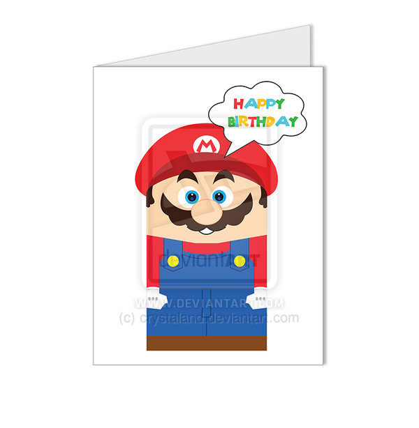 Super Mario Video Game Happy Birthday Card by crystaland on