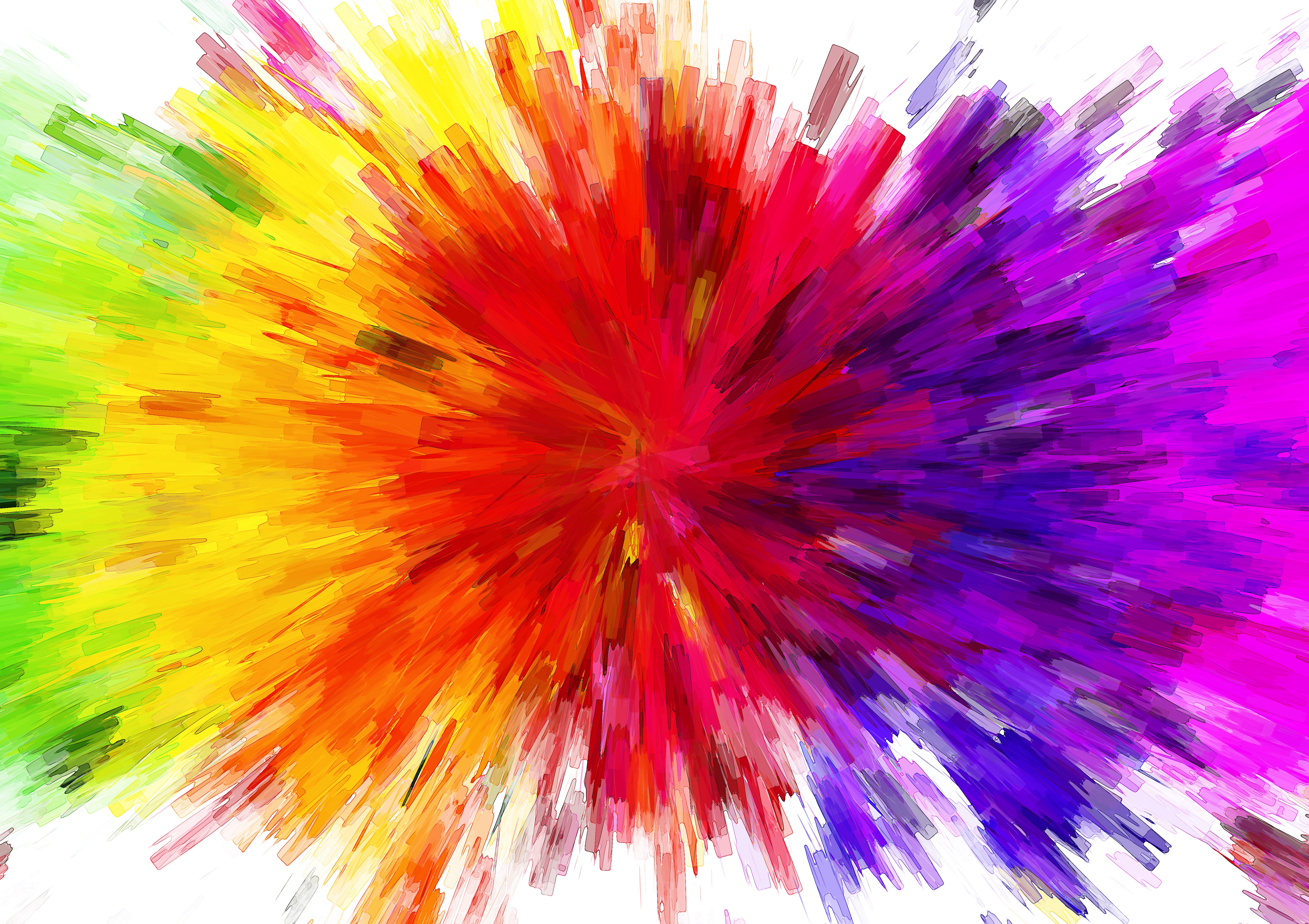 Colored Paint Splashes On A White Background Image