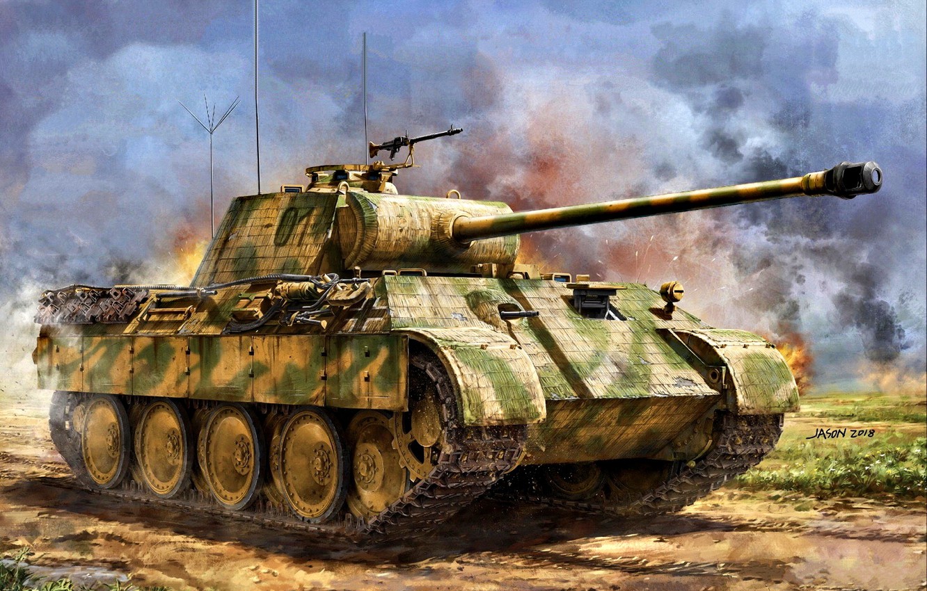 Wallpaper Germany Panther Tank Weapon Average Painting Wwii