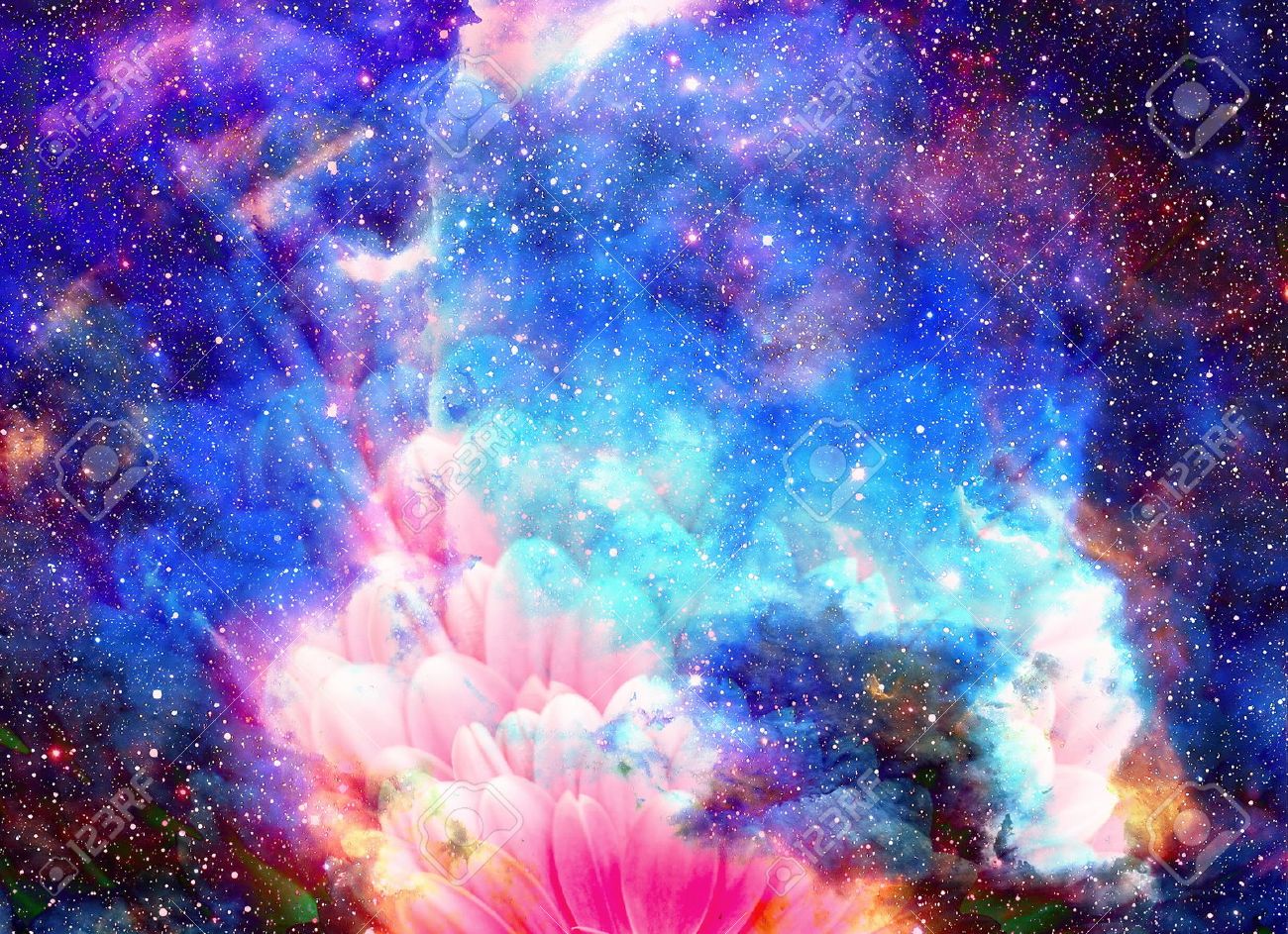 Space And Stars With Flower Color Galaxi Background Puter