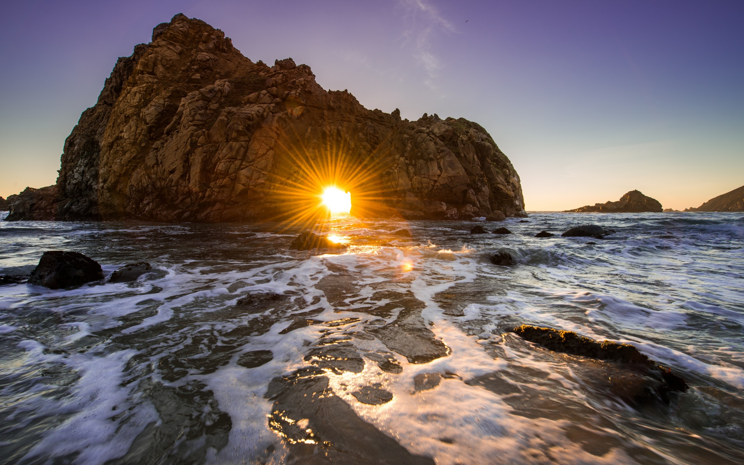 California ocean rock sunset wallpaper 2560x1600 76356