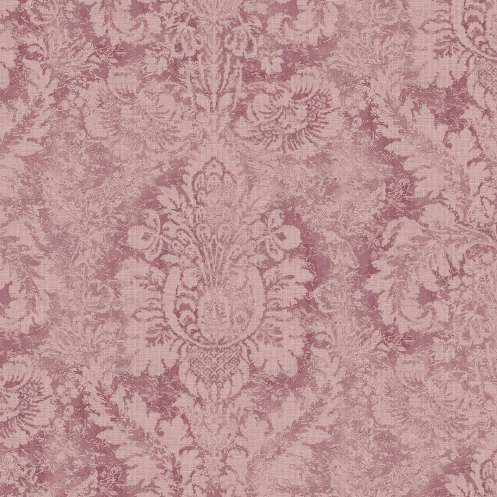 Norwall Valentine Damask Wallpaper In Plum Burgundy Af37712