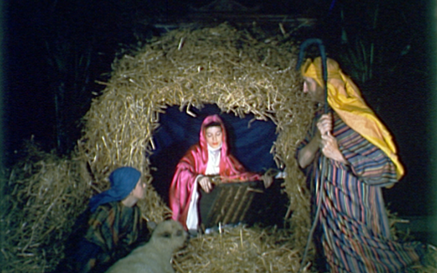 Nativity Scene Background Grasscloth Wallpaper