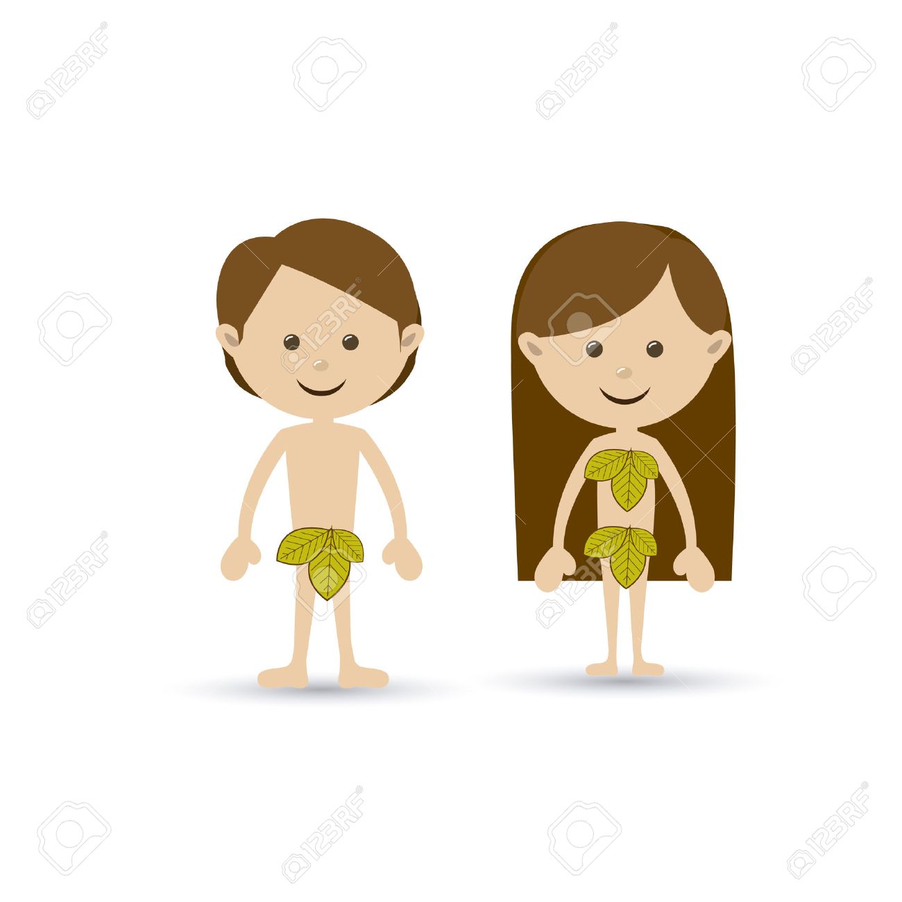 Adam And Eve Over White Background Vector Illustration Royalty