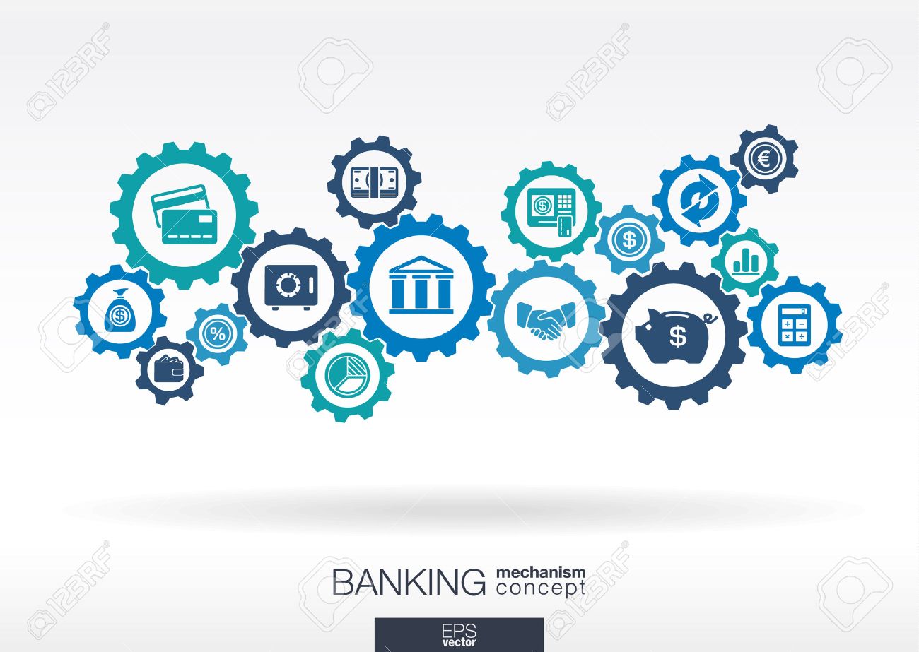Banking Mechanism Abstract Background With Connected Gears And